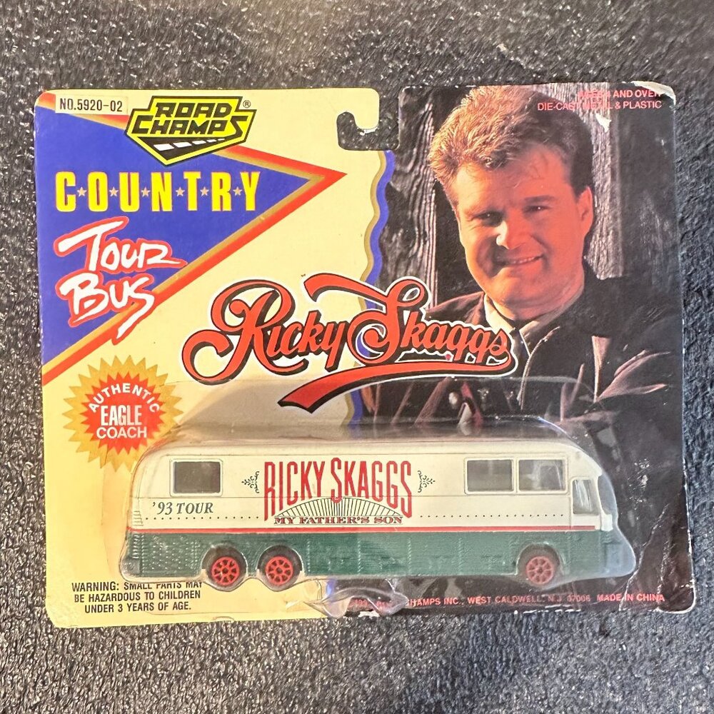 Road Champs Country Tour Bus Ricky Skaggs Die Cast on Card